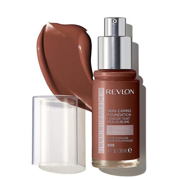 4/$20 Revlon Illuminance Skin-Caring Foundation, 605 Rich Mahogany, 1 FL Oz - Picture 1 of 7
